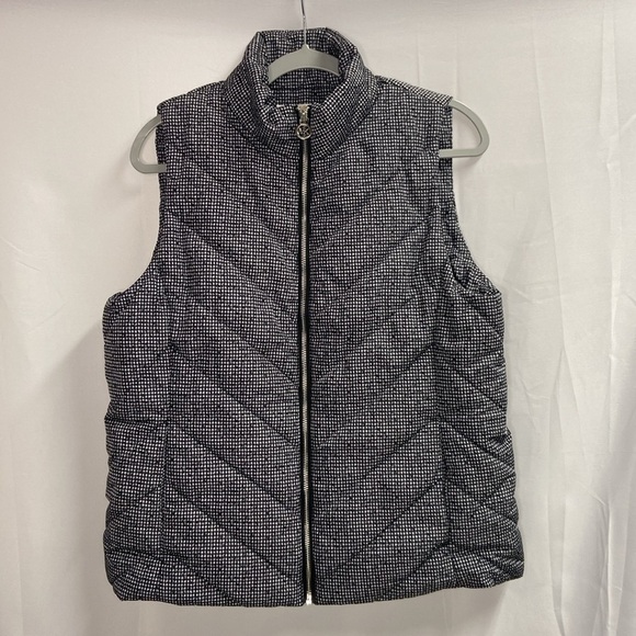 MICHAEL Michael Kors Quilted Chevron Puffer Vest Black & White Size Large NWT - Picture 1 of 5